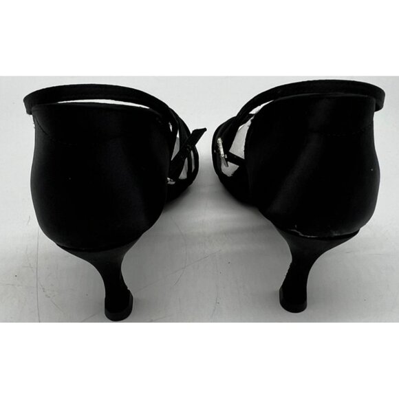 Women's Leather Ballroom Dance Shoes Heels Size 9 Black Summer Sandal - Picture 5 of 7